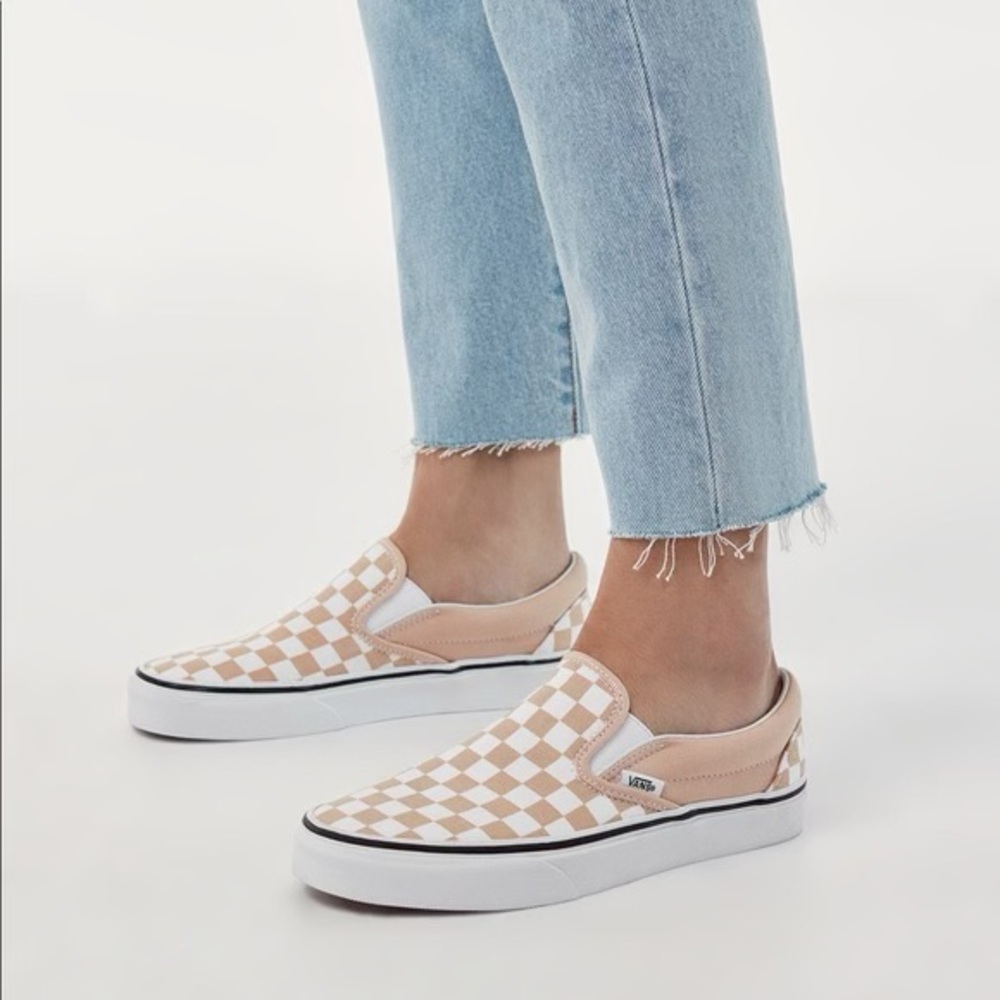 Vans Classic Checkerboard Slip Ons in Frappe/True White